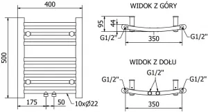 MEXEN - Ares vykurovací rebrík/radiátor 500 x 400 mm, 141 W, zlatá W102-0500-400-00-50