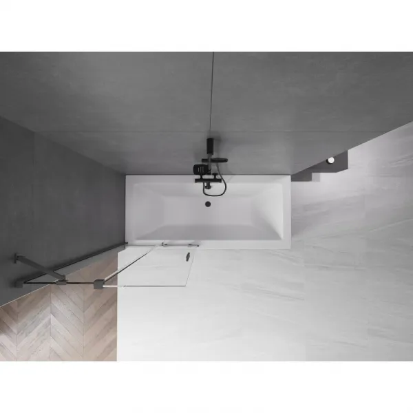 MEXEN/S - Velar Dvojkrídlová posuvná vaňová zástena 80 x 150, transparent, šedá kartáčovaná 896-080-000-01-66