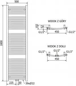 MEXEN - Ares vykurovací rebrík/radiátor 1800 x 500 mm, 647 W, chróm W102-1800-500-00-01