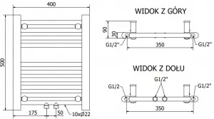 MEXEN - Mars vykurovací rebrík/radiátor 500 x 400 mm, 140 W, chróm W110-0500-400-00-01