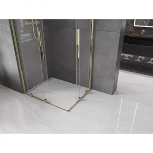 MEXEN/S - Velar Duo štvorcový sprchovací kút 90 x 80, transparent, zlatá 871-090-080-02-50