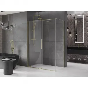 MEXEN/S - Velár sprchovací kút 150 x 80, transparent, zlatá 871-150-080-01-50