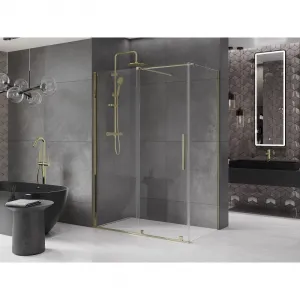 MEXEN/S - Velár sprchovací kút 150 x 80, transparent, zlatá 871-150-080-01-50