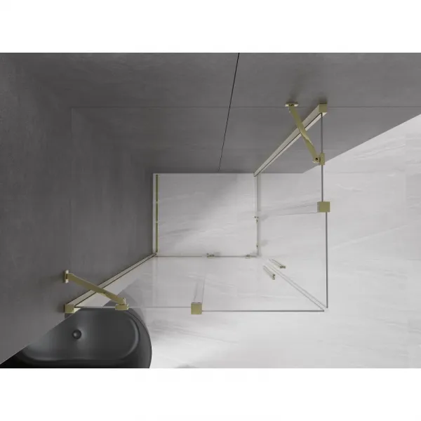 MEXEN/S - Velar Duo štvorcový sprchovací kút 90 x 80, transparent, zlatá 871-090-080-02-50