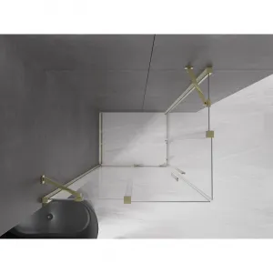 MEXEN/S - Velar Duo štvorcový sprchovací kút 90 x 80, transparent, zlatá 871-090-080-02-50