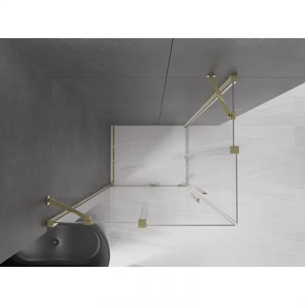 MEXEN/S - Velar Duo štvorcový sprchovací kút 100 x 90, transparent, zlatá 871-100-090-02-50