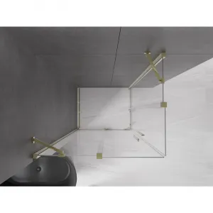 MEXEN/S - Velar Duo štvorcový sprchovací kút 100 x 90, transparent, zlatá 871-100-090-02-50