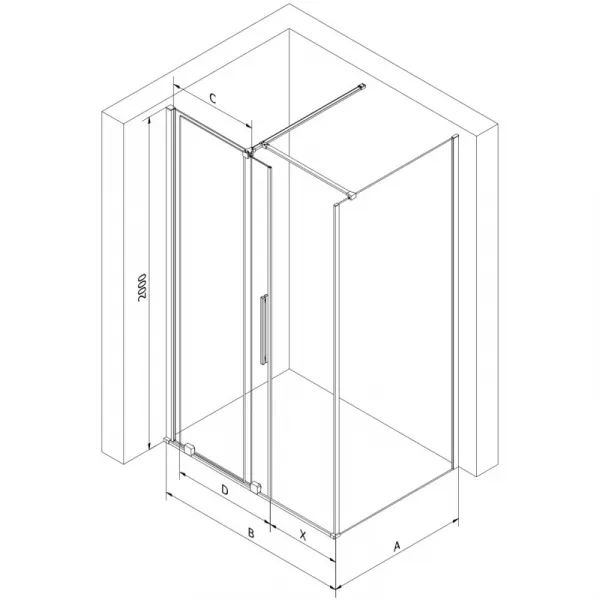MEXEN/S - Velár sprchovací kút 110 x 85, transparent, čierna 871-110-085-01-70