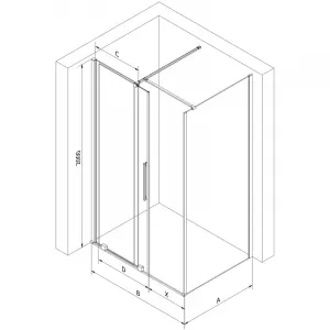MEXEN/S - Velár sprchovací kút 110 x 85, transparent, čierna 871-110-085-01-70