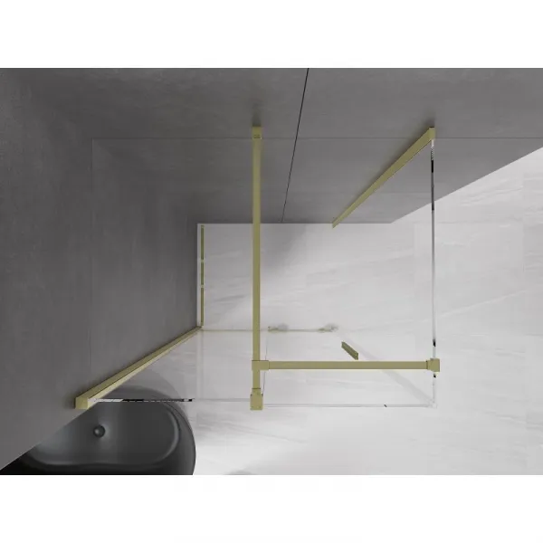 MEXEN/S - Velár sprchovací kút 100 x 70, transparent, zlatá kartáčovaná 871-100-070-01-55