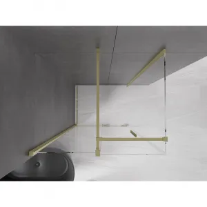 MEXEN/S - Velár sprchovací kút 100 x 70, transparent, zlatá kartáčovaná 871-100-070-01-55