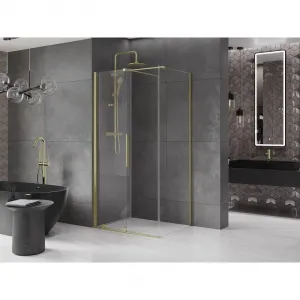 MEXEN/S - Velár sprchovací kút 100 x 80, transparent, zlatá kartáčovaná 871-100-080-01-55