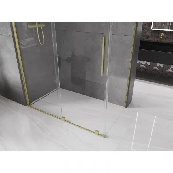 MEXEN/S - Velár sprchovací kút 140 x 80, transparent, zlatá kartáčovaná 871-140-080-01-55