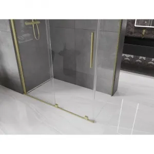 MEXEN/S - Velár sprchovací kút 140 x 80, transparent, zlatá kartáčovaná 871-140-080-01-55
