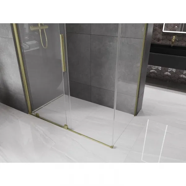 MEXEN/S - Velár sprchovací kút 140 x 80, transparent, zlatá kartáčovaná 871-140-080-01-55