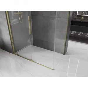MEXEN/S - Velár sprchovací kút 140 x 80, transparent, zlatá kartáčovaná 871-140-080-01-55