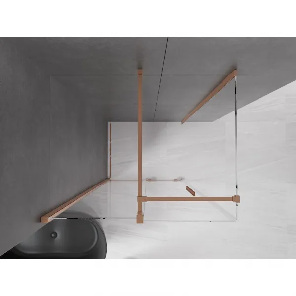 MEXEN/S - Velár sprchovací kút 100 x 80, transparent, kartáčovaná meď 871-100-080-01-65