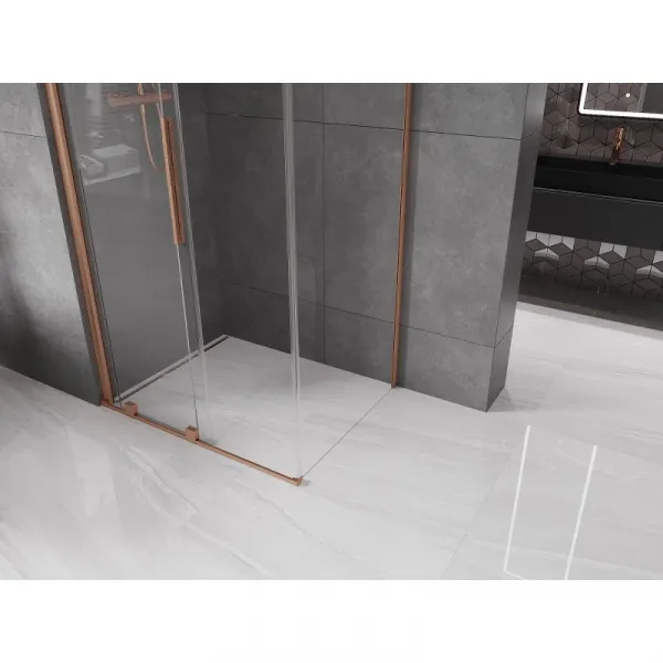 MEXEN/S - Velár sprchovací kút 100 x 80, transparent, kartáčovaná meď 871-100-080-01-65