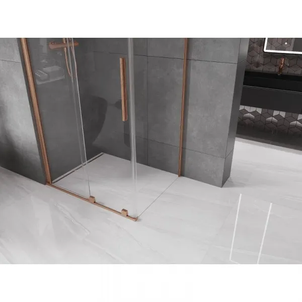 MEXEN/S - Velár sprchovací kút 90 x 80, transparent, kartáčovaná meď 871-090-080-01-65