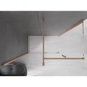 MEXEN/S - Velár sprchovací kút 150 x 80, transparent, kartáčovaná meď 871-150-080-01-65