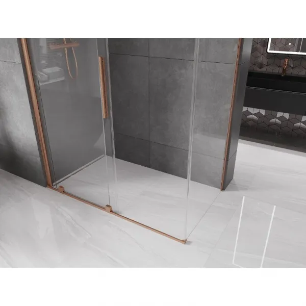 MEXEN/S - Velár sprchovací kút 150 x 80, transparent, kartáčovaná meď 871-150-080-01-65