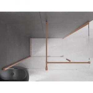 MEXEN/S - Velár sprchovací kút 150 x 75, transparent, kartáčovaná meď 871-150-075-01-65