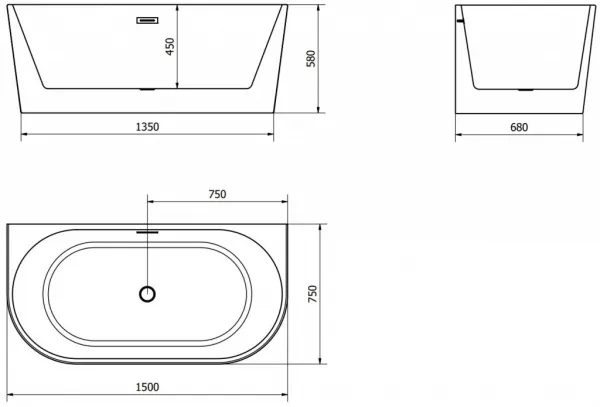 MEXEN Oval 150 x 75 cm 52671507500-01