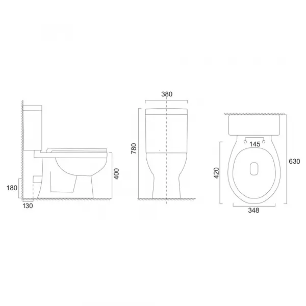 Mereo WC kombi, RIMLESS, zadný odpad s armatúrou VSD99