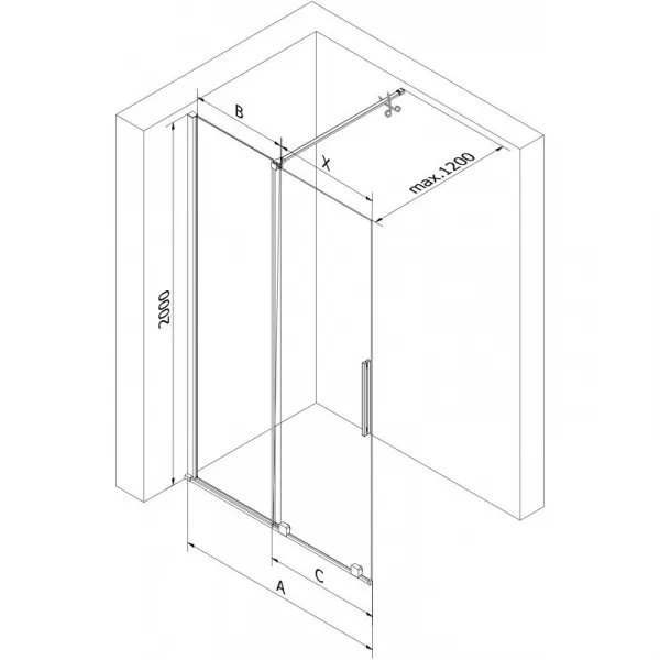 MEXEN/S - Velár posuvné sprchové dvere Walk-in 70, transparent, chróm 871-070-000-03-01