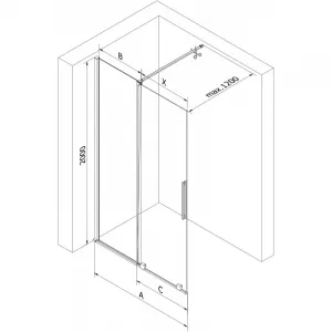 MEXEN/S - Velár posuvné sprchové dvere Walk-in 70, transparent, chróm 871-070-000-03-01