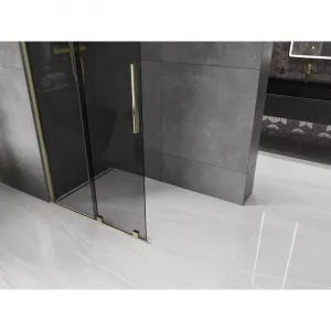 MEXEN/S - Velar Sprchová zástena posuvná Walk-in 70 x 200, grafit 8 mm, zlato 871-070-000-43-50