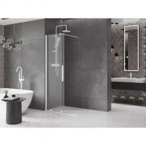 MEXEN/S - Velar Sprchová zástena posuvná Walk-in 100 x 200, dekor 8 mm, biela 871-100-000-33-20