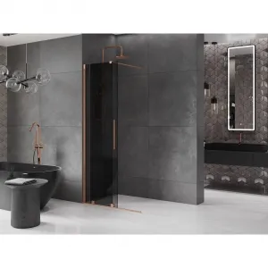 MEXEN/S - Velar Sprchová zástena posuvná Walk-in 80 x 200, grafit 8 mm, meď kartáčovaná 871-080-000-43-65