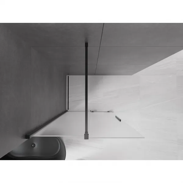MEXEN/S - Velar Sprchová zástena posuvná Walk-in 70 x 200, dekor 8 mm, čierna 871-070-000-33-70