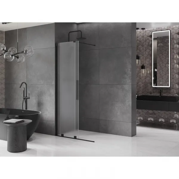 MEXEN/S - Velar Sprchová zástena posuvná Walk-in 80 x 200, dekor 8 mm, čierna 871-080-000-33-70
