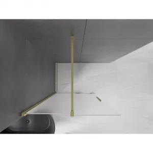 MEXEN/S - Velar Sprchová zástena posuvná Walk-in 110 x 200, dekor 8 mm, zlato kefovaná 871-110-000-33-55