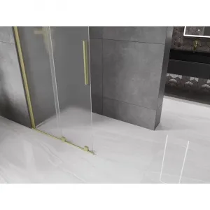 MEXEN/S - Velar Sprchová zástena posuvná Walk-in 100 x 200, dekor 8 mm, zlato kefovaná 871-100-000-33-55