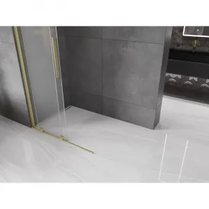 MEXEN/S - Velar Sprchová zástena posuvná Walk-in 90 x 200, dekor 8 mm, zlato kefovaná 871-090-000-33-55