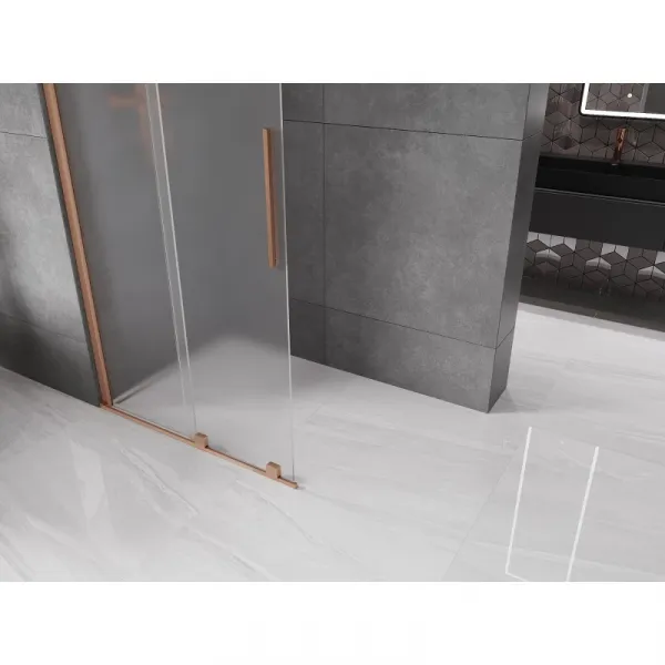 MEXEN/S - Velar Sprchová zástena posuvná Walk-in 85 x 200, dekor 8 mm, meď kartáčovaná 871-085-000-33-65