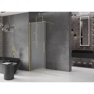 MEXEN/S - Velar Sprchová zástena posuvná Walk-in 130 x 200, dekor 8 mm, zlato kefovaná 871-130-000-33-55