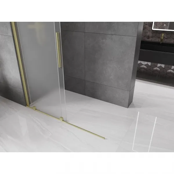 MEXEN/S - Velar Sprchová zástena posuvná Walk-in 130 x 200, dekor 8 mm, zlato kefovaná 871-130-000-33-55