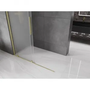 MEXEN/S - Velar Sprchová zástena posuvná Walk-in 130 x 200, dekor 8 mm, zlato kefovaná 871-130-000-33-55