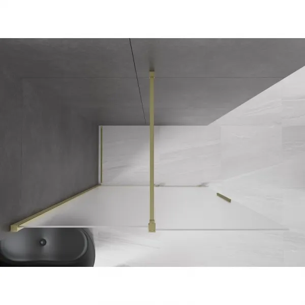 MEXEN/S - Velar Sprchová zástena posuvná Walk-in 130 x 200, dekor 8 mm, zlato kefovaná 871-130-000-33-55