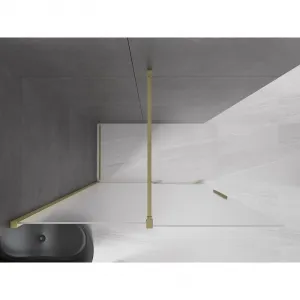 MEXEN/S - Velar Sprchová zástena posuvná Walk-in 130 x 200, dekor 8 mm, zlato kefovaná 871-130-000-33-55