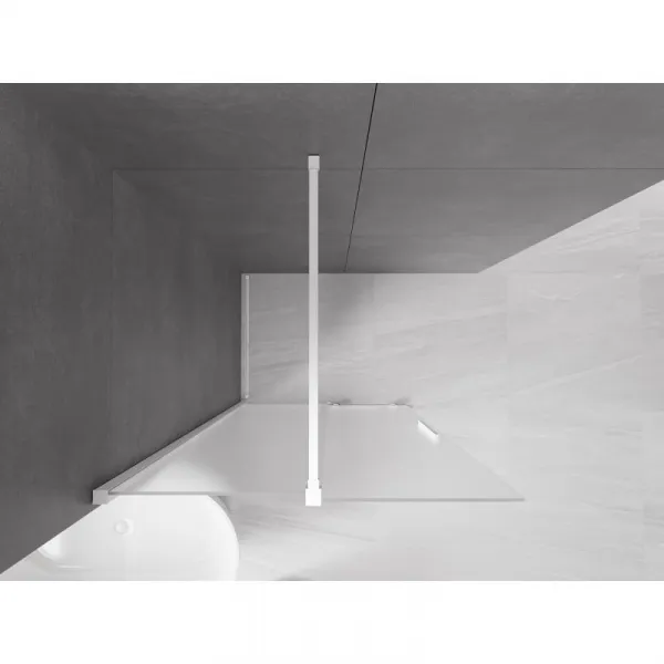 MEXEN/S - Velar Sprchová zástena posuvná Walk-in 100 x 200, dekor 8 mm, biela 871-100-000-33-20