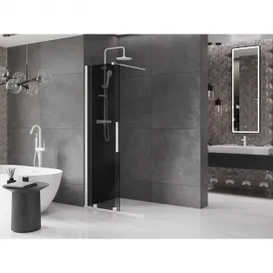 MEXEN/S - Velar Sprchová zástena posuvná Walk-in 70 x 200, grafit 8 mm, biela 871-070-000-43-20