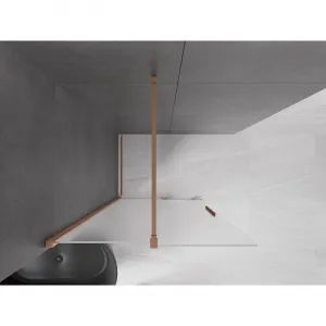 MEXEN/S - Velar Sprchová zástena posuvná Walk-in 80 x 200, dekor 8 mm, meď kartáčovaná 871-080-000-33-65