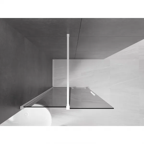 MEXEN/S - Velar Sprchová zástena posuvná Walk-in 70 x 200, grafit 8 mm, biela 871-070-000-43-20