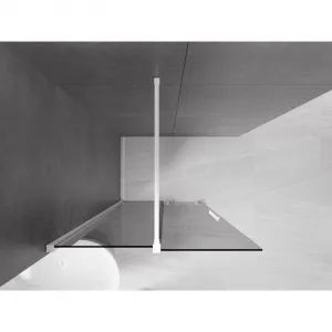 MEXEN/S - Velar Sprchová zástena posuvná Walk-in 70 x 200, grafit 8 mm, biela 871-070-000-43-20