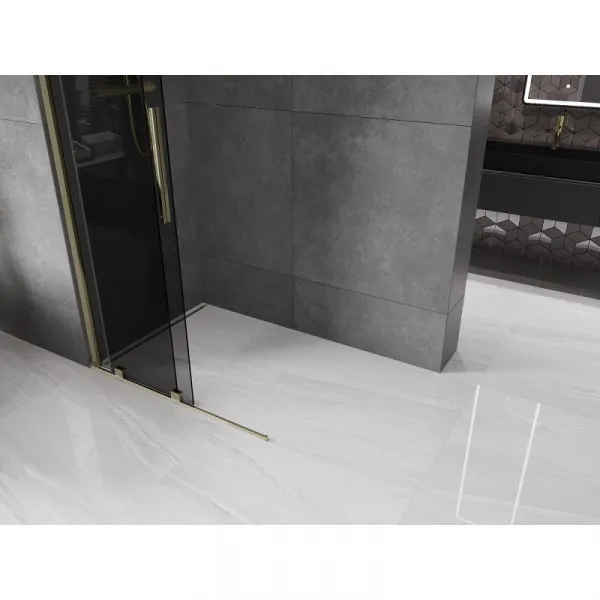 MEXEN/S - Velar Sprchová zástena posuvná Walk-in 70 x 200, grafit 8 mm, zlato 871-070-000-43-50